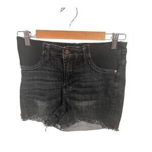 Judy Blue Maternity High Waist Fringed Stretch Panel Black Jean Shorts Size‎ M